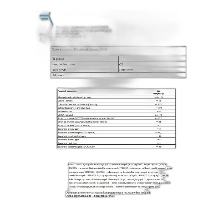 Tlenek Krzemu(Iv) — CAS 7631-86-9 — O2Si — odczynnik chemiczny